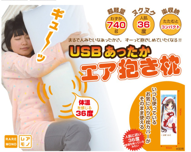 USBヒーター内蔵で人肌温度になる抱き枕、サンコーから発売
