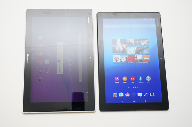 左がXperia Z2 Tablet。本体サイズもコンパクトになった