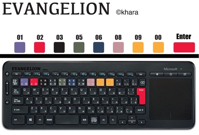 「エヴァンゲリオン」のロゴとカラーリングをあしらった特別キーボード