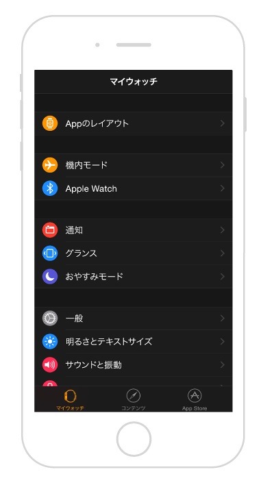 iPhoneの「Apple Watch」アプリ画面