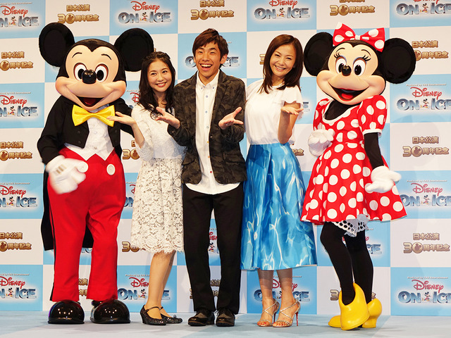 （左から）ミッキーマウス、関根麻里、織田信成、華原朋美、ミニーマウス