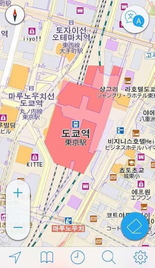 JAPAN MAP、韓国語（ハングル）表示