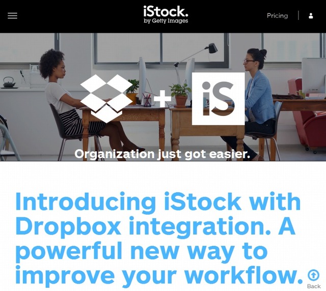 提携に関する「iStock」の特設ページ
