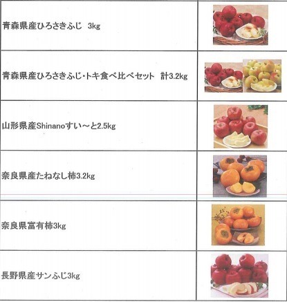 宅配の対象商品の一例