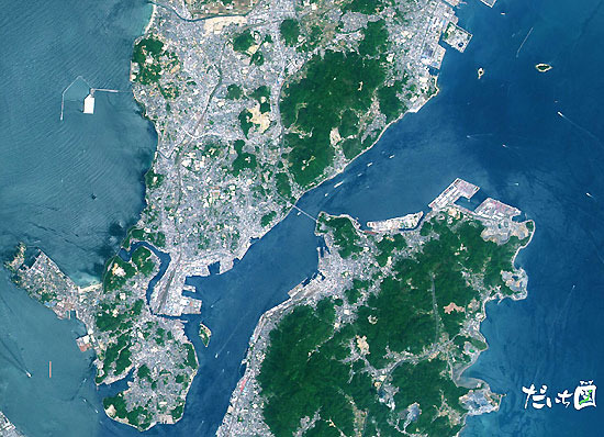 「だいちマップ10」サンプル画像（関門海峡）