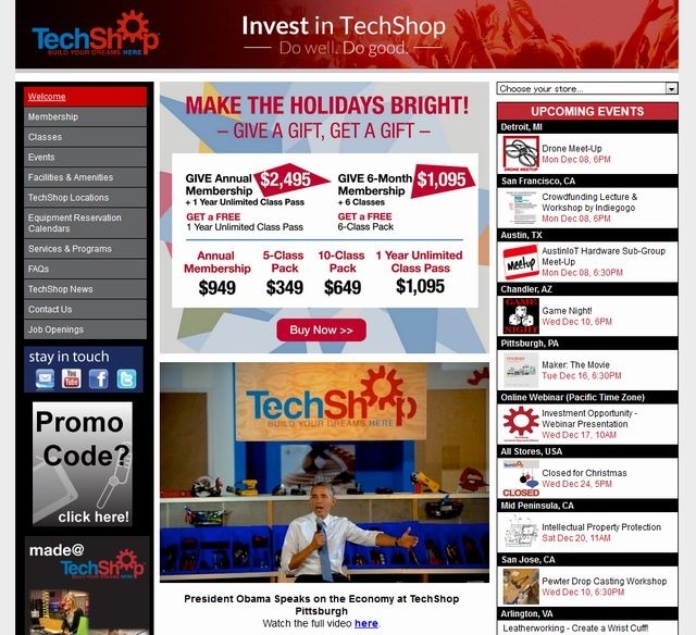 TechShopのホームページ