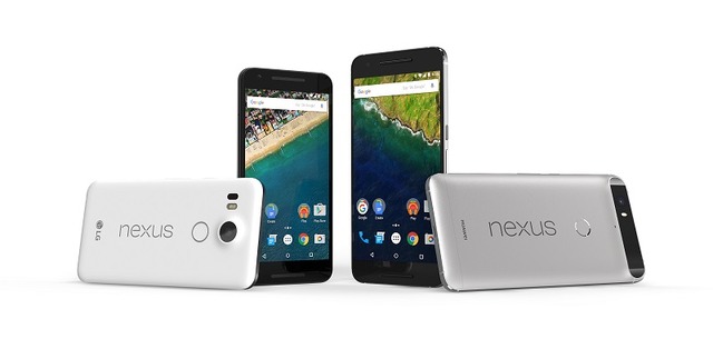 Android 6.0（Marshmallow）搭載の5.2型「Nexus 5X」（左）/5.7型「Nexus 6P」