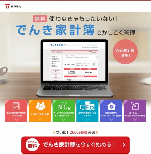 東京電力「でんき家計簿」サイト