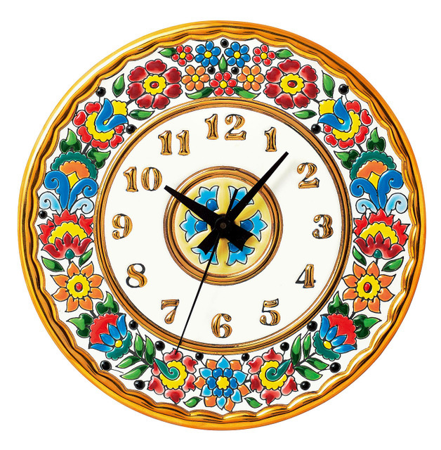 セビリア焼の絵皿時計