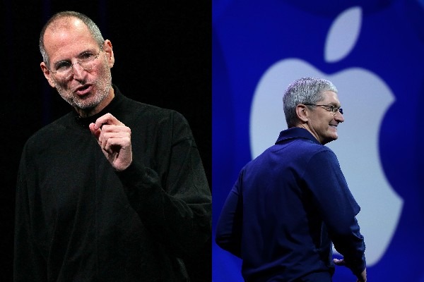 故スティーブ・ジョブズ氏（写真左）、ティム・クック現CEO（同右） (C) Getty Images