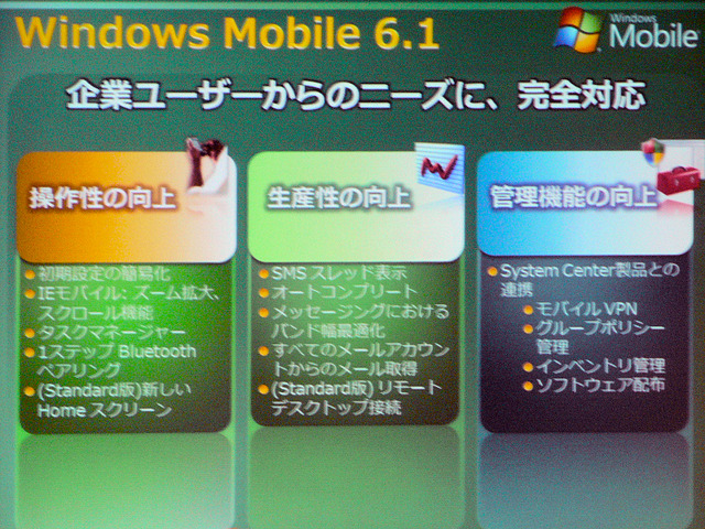 Windows Mobile 6.1の改良点
