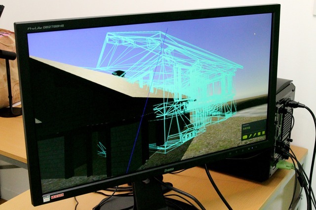 VR空間に入って、コントローラーで地形を作成。さらに、3Dデータで制作した家を取りこむ