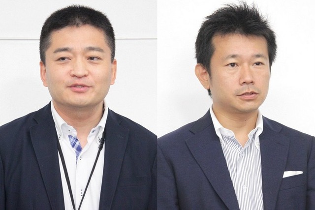 東京電力エナジーパートナー 商品開発室インキュベーションラボグループの、竹村和純氏(左)と冨山晶大氏(右)