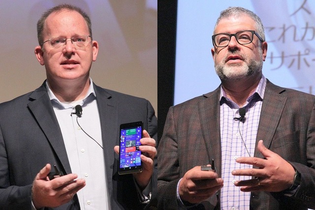 HP Inc. パーソナルシステムズ モビリティ・プロダクト・マネージメント バイスプレジデントのキース・ハーツフィールド氏(左)と、マイクロソフト プリンシパル グループマネジャー テレコムエコシステムのピート・バーナード氏(右)