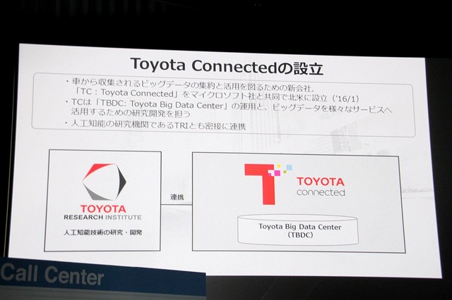 ビッグデータの集約と活用を図るためにMicrosoft社と共同で今年1月、北米に新会社「Toyota Connected」を設立した