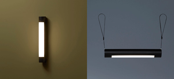 照明本体に磁石を内蔵し、壁面に固定して使用できる。他にも両サイドに付いた小さなフックを利用して吊り下げるなど6通りの設置方法を選べる（画像はプレスリリースより）