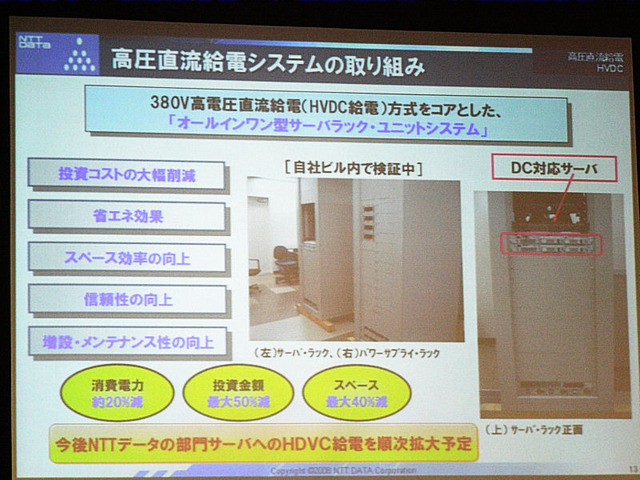 380V高電圧直流給電（HVDC給電）方式の社内検証