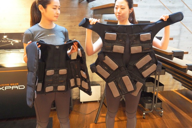 EMSフルボディスーツには9部位18箇所の筋肉部位に電極を配置。筋電気刺激を受けながら身体を動かすことで、全身の筋肉を同時に鍛えることができる