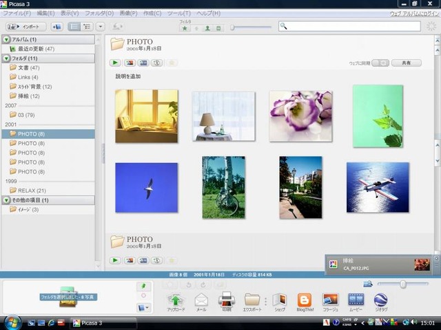 Picasa 3.1の画面