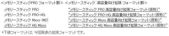 メモリースティックフォーマットの関係