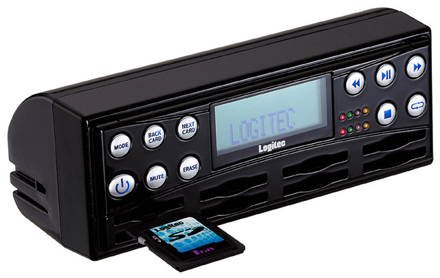 「LAT-SD100MP3」。SDメモリカード用のスロットを8スロット搭載し、MP3プレーヤーチェンジャーとしての機能をもつ