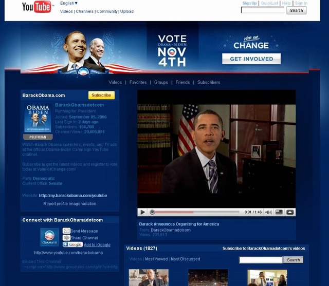オバマ大統領自身のチャンネル