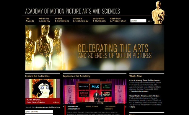 米映画芸術科学アカデミーの公式ページ