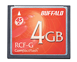 　バッファローは、45倍速の高速コンパクトフラッシュ「RCF-Gシリーズ」の新製品として、2Gバイトタイプと4Gバイトタイプを2月上旬に発売する。