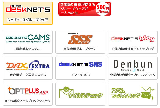 当初提供される10種類のアプリケーション