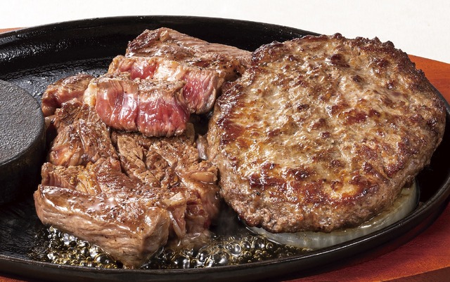 激アツステーキ（150g）＆牛肉100%超粗挽きハンバーグステーキ（180g）