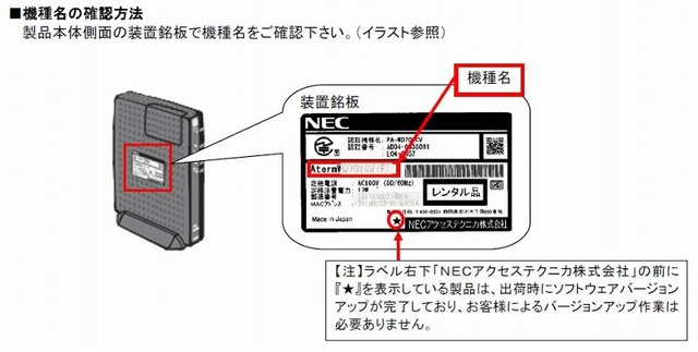 機種名の確認方法