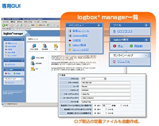 専用GUIにより簡単設定・簡単管理を実現