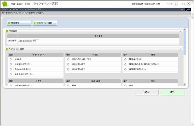 「庁内電子申請システム」画面イメージ