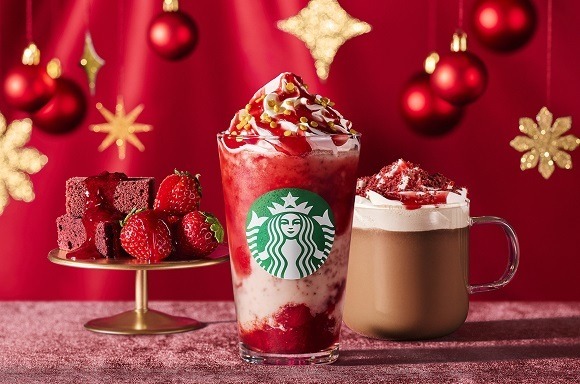 スタバ、ホリデーシーズン新作「ストロベリー ＆ ベルベット ブラウニー フラペチーノ」11月1日～