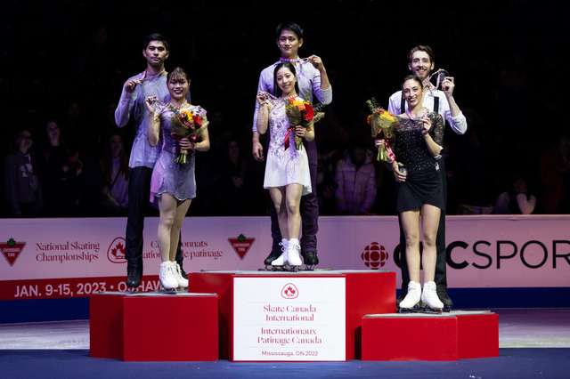 三浦璃来・木原龍一 . (Photo by Dustin Satloff - International Skating Union/International Skating Union via Getty Images)