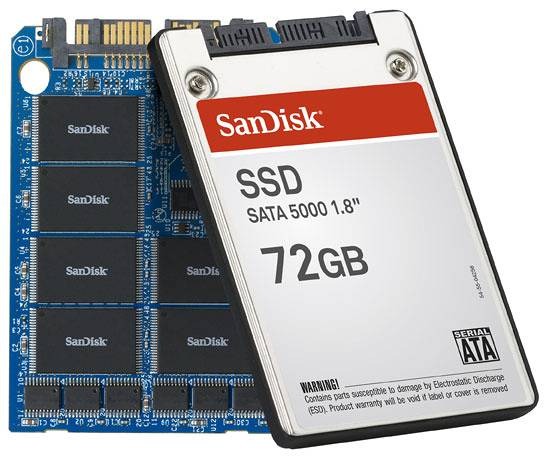 SSDドライブの写真（SunDisk SSD SATA 5000 1.8