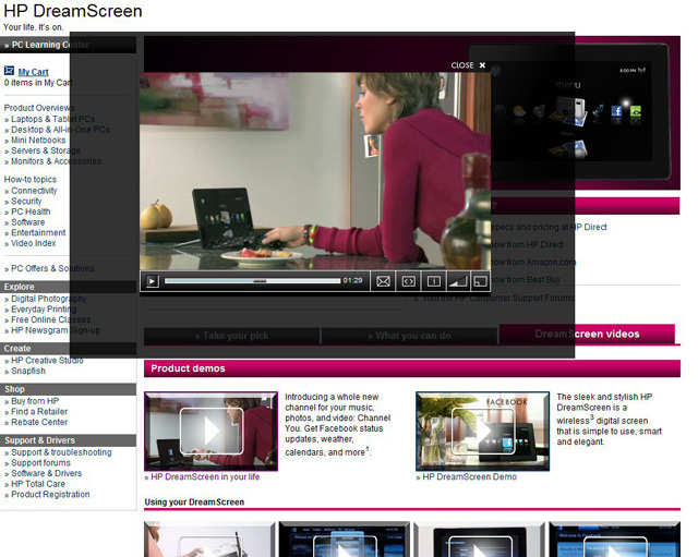 　米ヒューレット・パッカード社はタブレット型デバイス「DreamScreen」の発表と同時に、同製品を紹介するビデオをサイトに公開した。