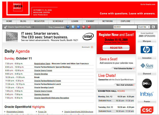 「Oracle OpenWorld 2009」特設サイト