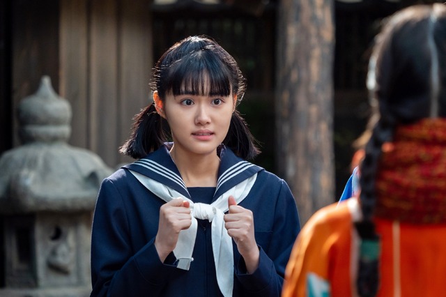 『あんぱん』朝田家の三女・朝田メイコ役を演じる原菜乃華　（C）NHK