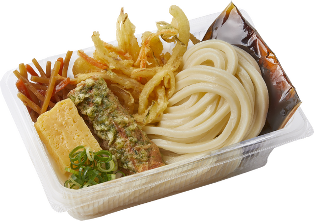 『2種の天ぷらとおかずの定番うどん弁当』