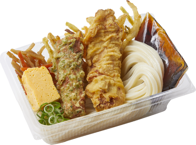 『かしわ天と定番おかずのうどん弁当』