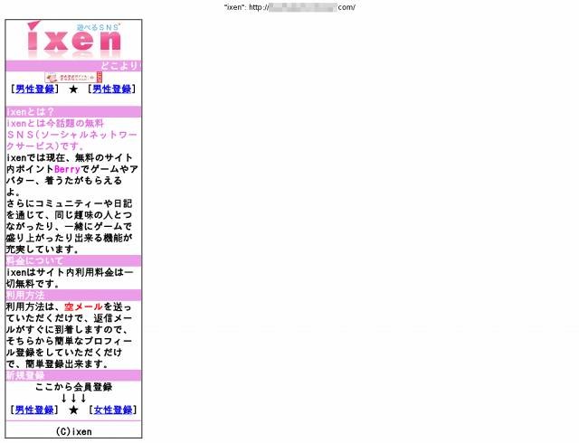 フィッシングサイトの例 （ixen）