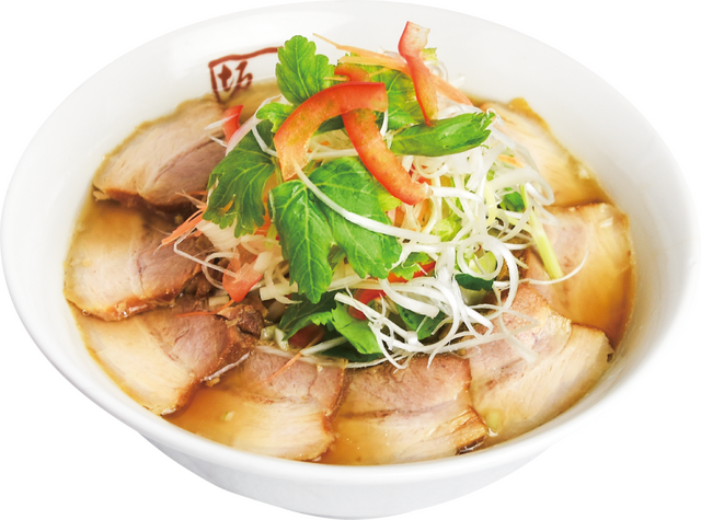 倍焼豚 季節野菜の生姜醤油ラーメン　1,430円(税込) / 大盛 1,590円(税込)