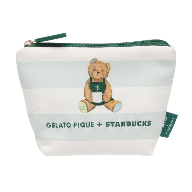 『gelato pique ベアプリントボーダーポーチ ミントグリーン』¥4,800