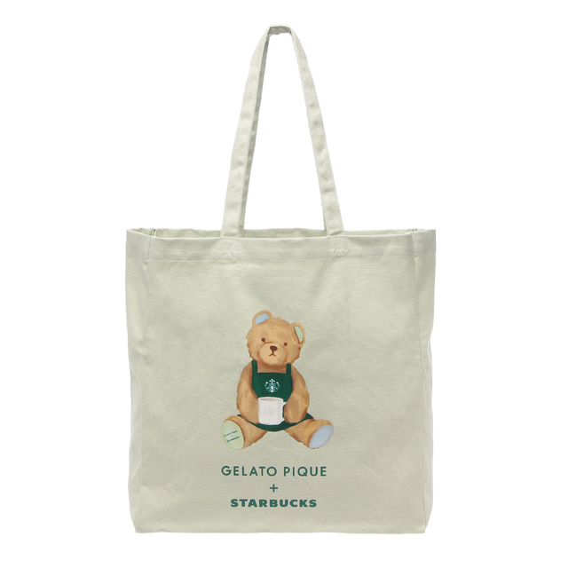 『gelato pique ベアプリントマチ付トートバッグ ミントグリーン』¥4,900