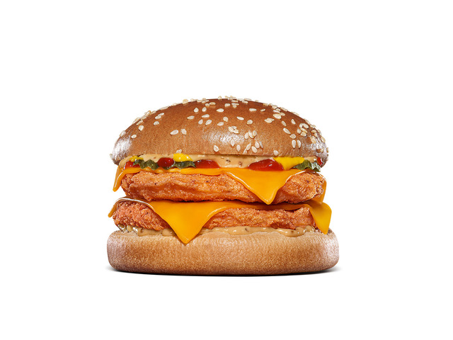 Cセット『フレームスモーク チキンダブルチーズバーガー』　セット1,190円