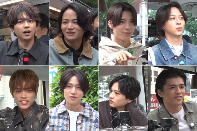 上段左から）佐藤勝利、菊池風磨、松島聡、寺西拓人、下段左から）原嘉孝、橋本将生、猪俣周杜、篠塚大輝「クイズDEモテたいマン」完結編『タイムレスマン』Ⓒフジテレビ