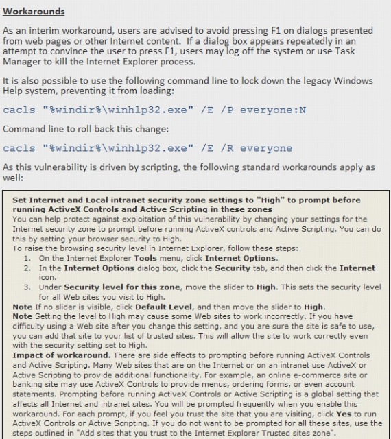 　米マイクロソフトは現地時間1日、Internet Explorer（IE）上で［F1］キーを押すと発生する重大な脆弱性があると発表した。