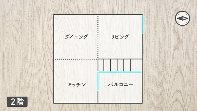 空間を田の字の形に4分割し、キッチンやリビングなどを配置した©MBS