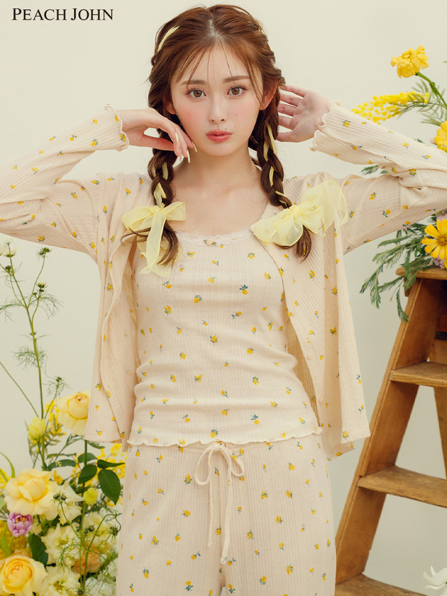 コットン混リブパジャマ３点セット